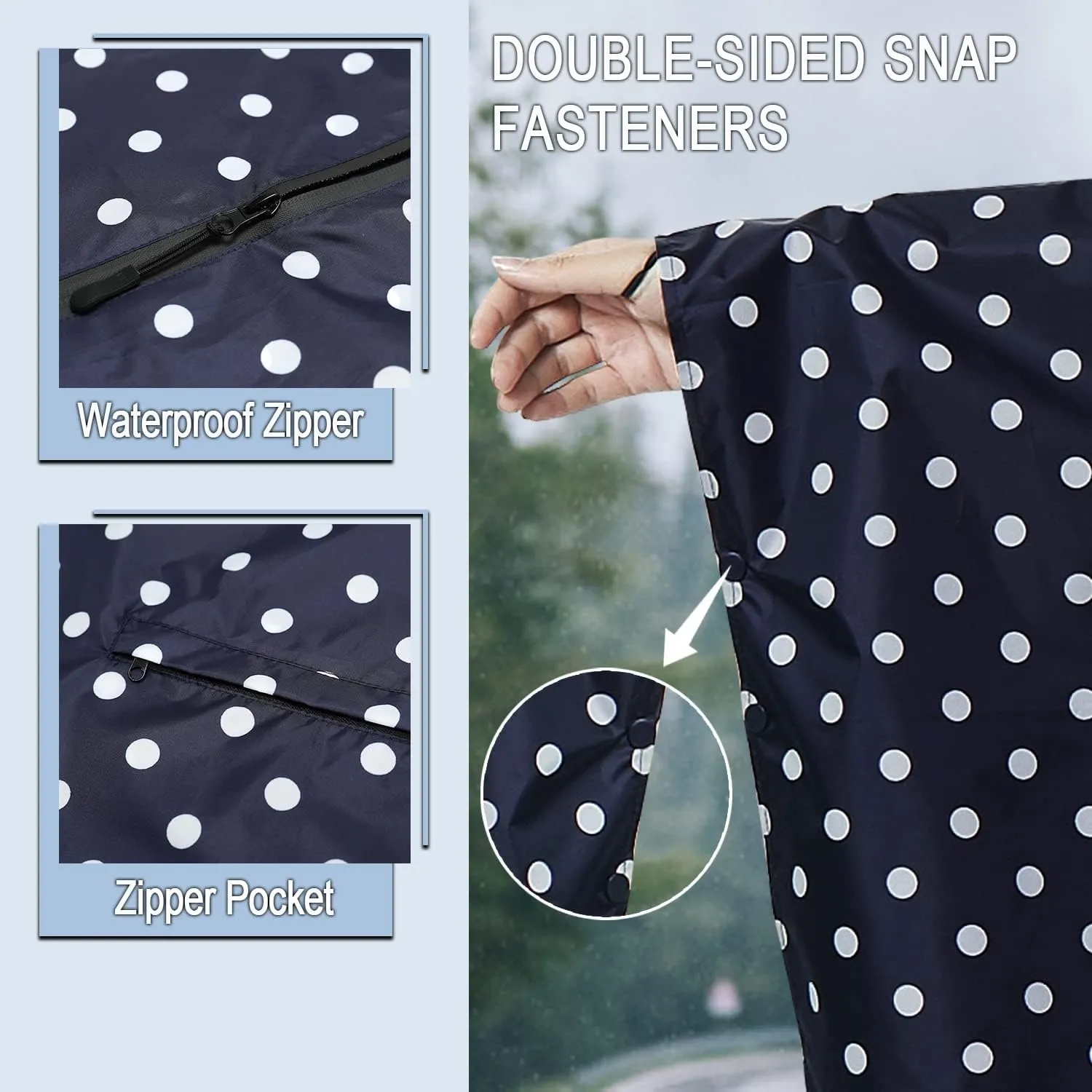 Fashion Hooded Rain Poncho Waterproof Raincoat Jacket with pocket for Women/Men/Adult