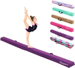 FBSPORT 9ft Balance Beam: Folding Floor Gymnastics Equipment for Kids Adults,Non Slip Rubber Base, Gymnastics Beam for Training, Practice, Physical Therapy and Professional Home Training, Purple