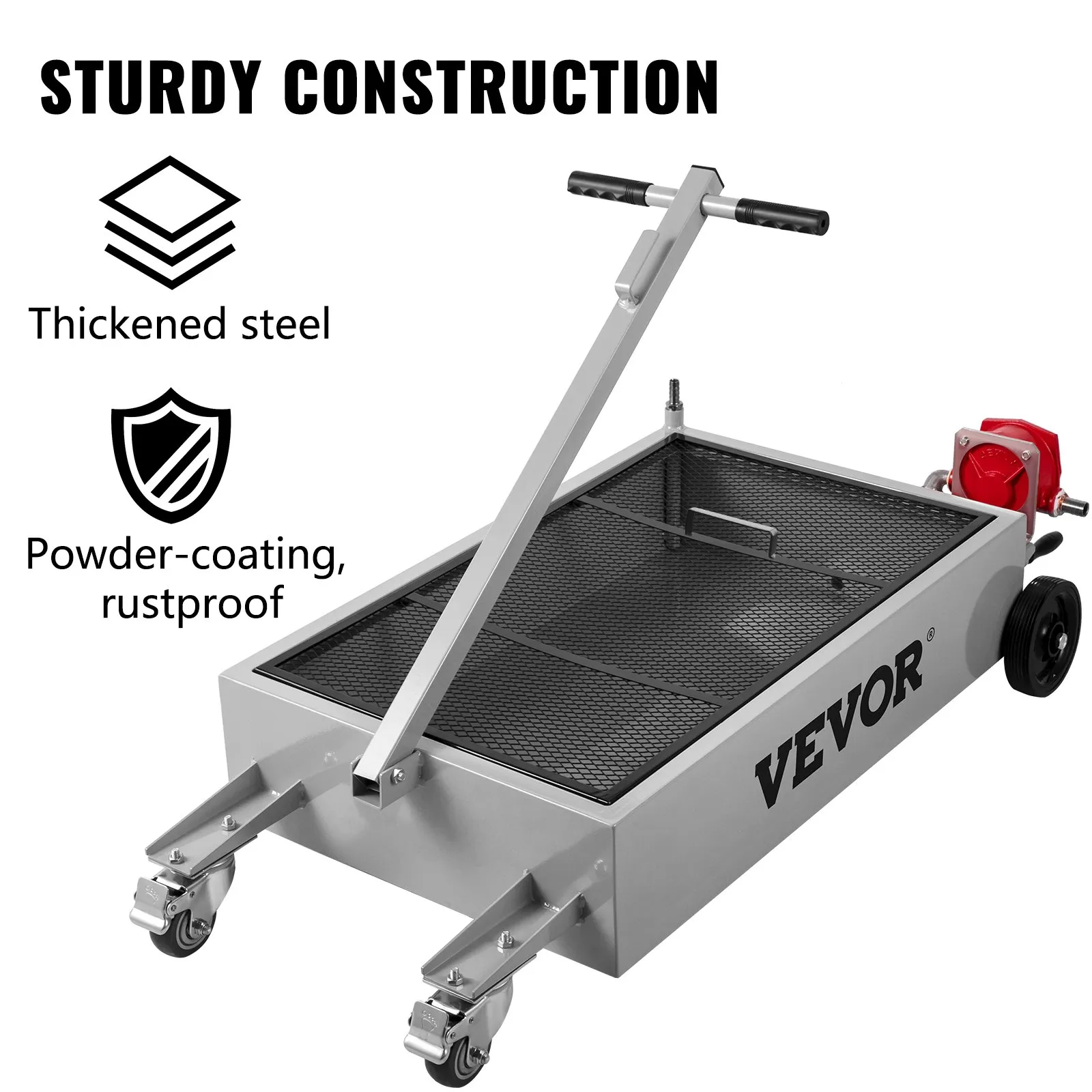 (FINAL PRICES ARE LOWER ON OUR SITE!) VEVOR Oil Drain Pan 15 Gallon Oil Drain Tank, 57L Low Profile Oil Drain Pan, Large Capacity Oil Change Pan, Foldable Hand, with Pump, Hose, Swivel Casters Wheels for Car, SUV, Trucks Oil Draining