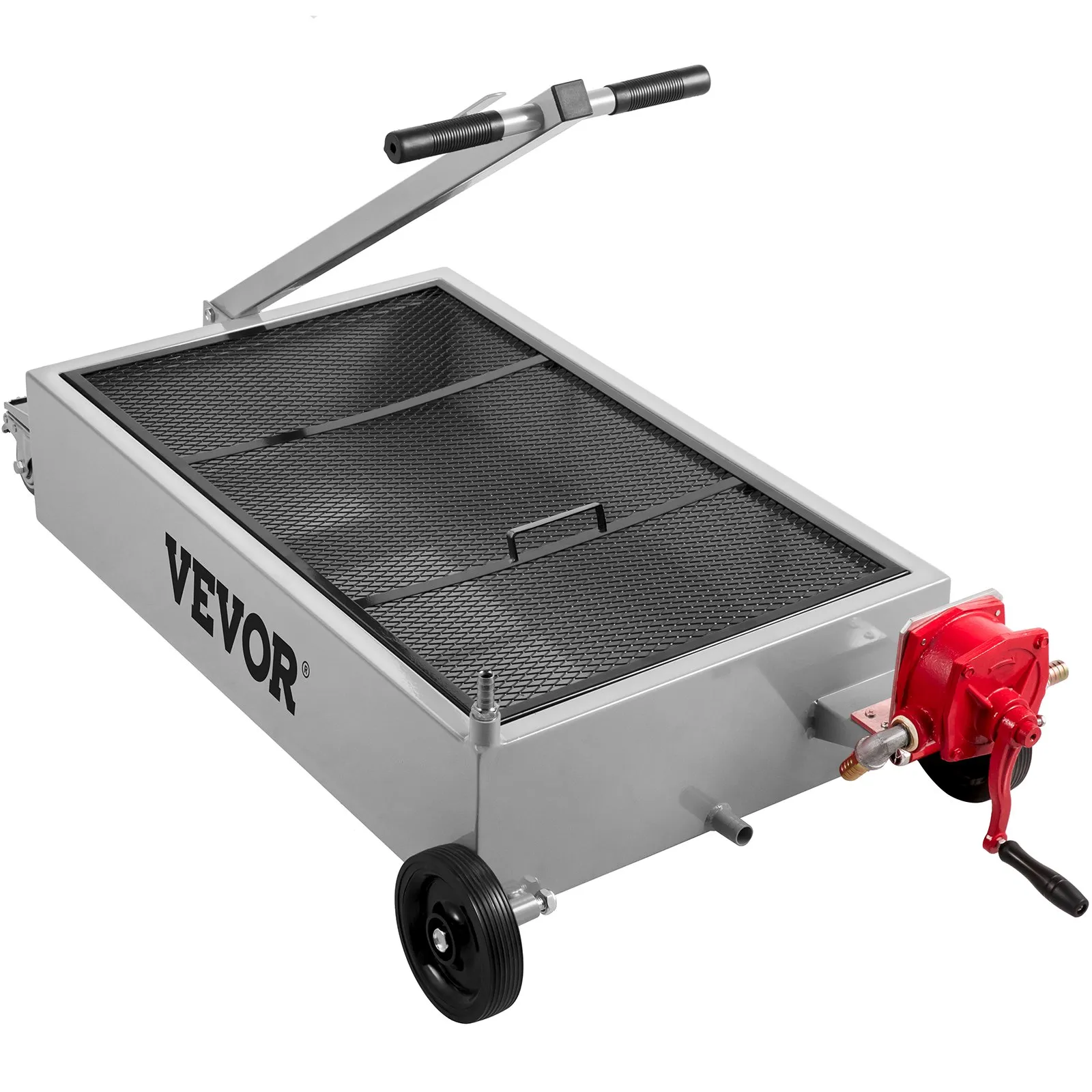 (FINAL PRICES ARE LOWER ON OUR SITE!) VEVOR Oil Drain Pan 15 Gallon Oil Drain Tank, 57L Low Profile Oil Drain Pan, Large Capacity Oil Change Pan, Foldable Hand, with Pump, Hose, Swivel Casters Wheels for Car, SUV, Trucks Oil Draining