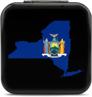 Flag Map of New York Game Memory Card Case Compatible with Switch Storage Organizer 24 Micro SD Cartridge Slots Hard Box