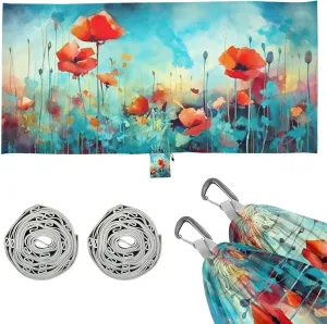 Flower Painting Camping Hammock, Single Portable Hammocks with Tree Straps & Attached Carry Bag, 330Lbs Capacity Perfect for Outside Indoor Hiking Beach Backpack Travel