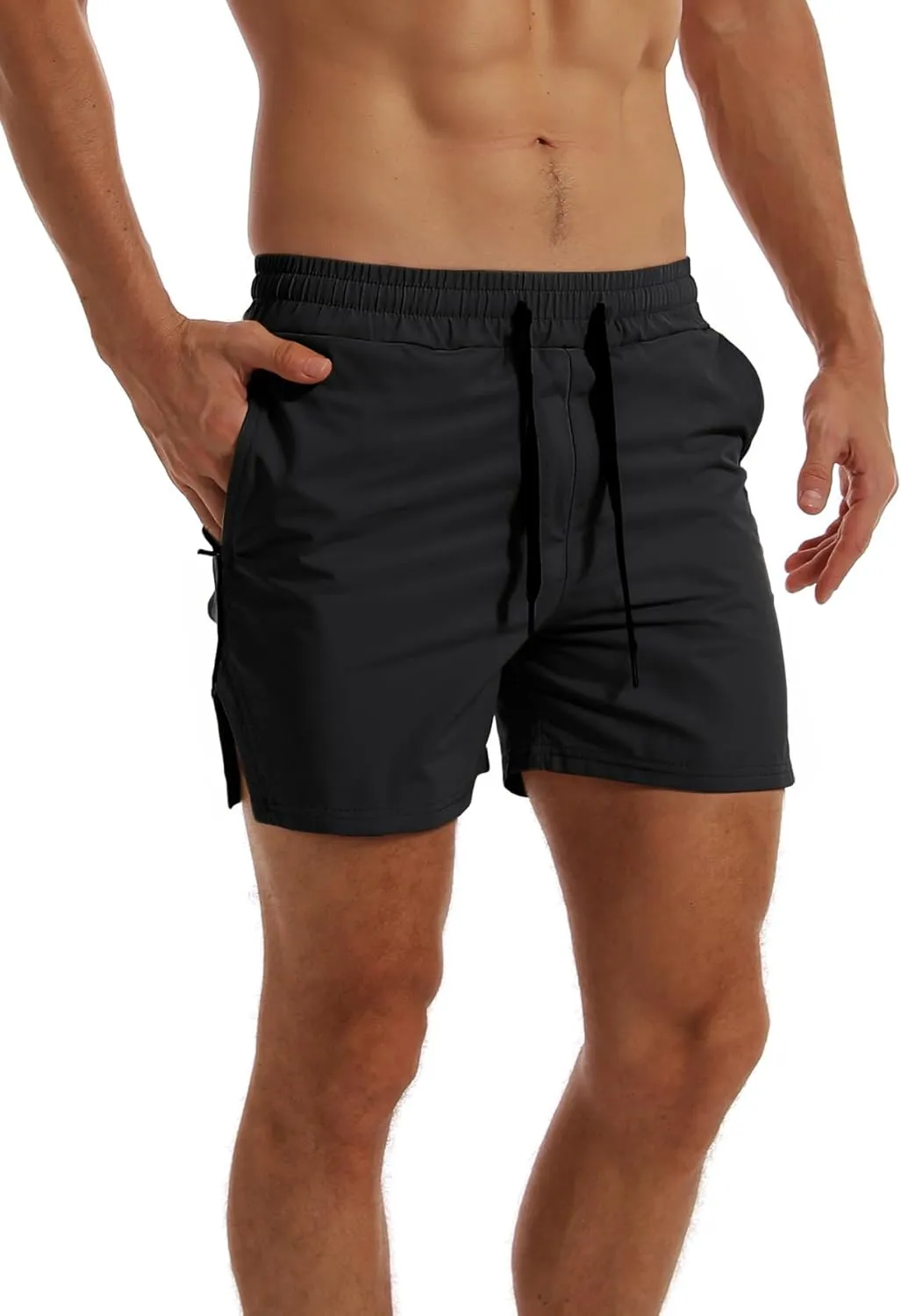 FLYFIREFLY Men's Gym Workout Shorts Quick Dry Lightweight Athletic Shorts Running Bodybuilding Training with Towel Loop