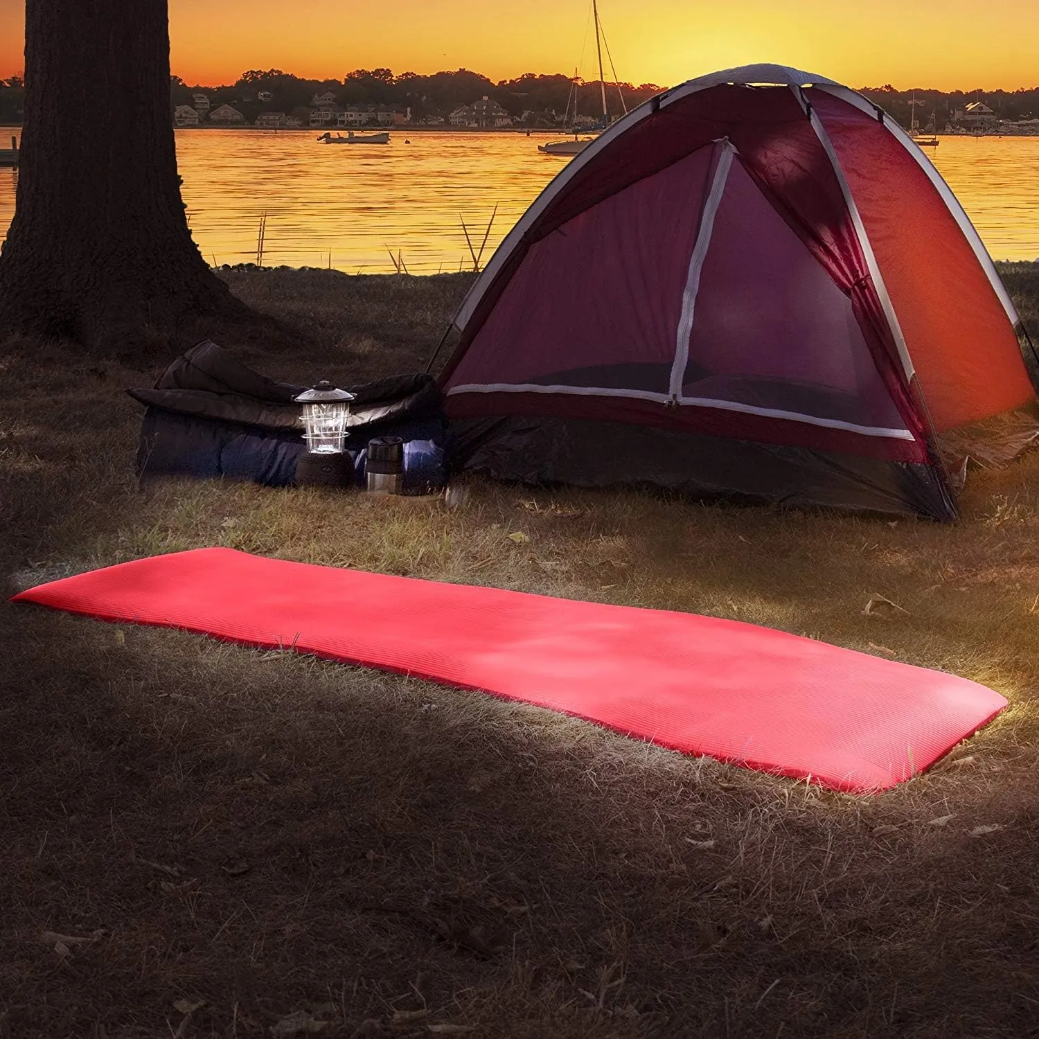 Foam Sleeping Pad - Lightweight 0.5-Inch Mat for Camping, Cots, Tents, Backpacking, and Yoga - Non-Slip and Waterproof with Handle by Wakeman