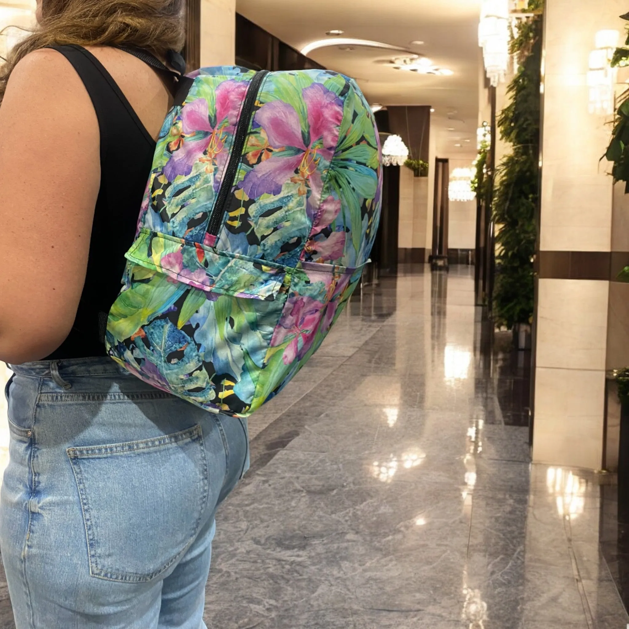 Fold Up Backpack Valdivian Watercolour