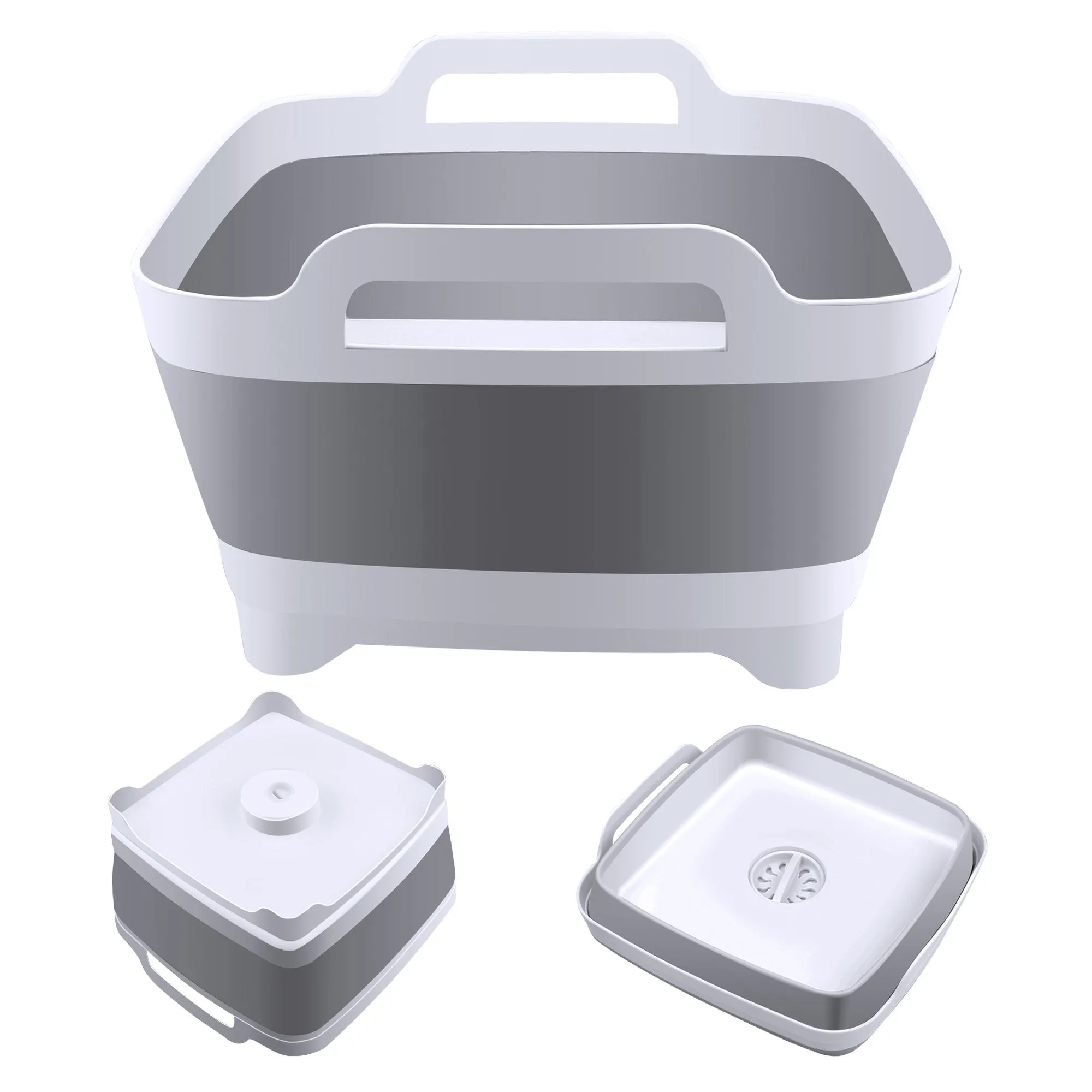 Foldable Dish Tub Washing Basin Collapsible Draining Pan Strainer Food Basket