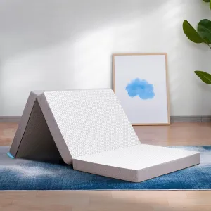 Foldable Mattress Queen Size, 4 Inch Odorless Floor Mattresses for Sleeping, Tri Folding Mattress with Portable Camping RV Guest Bed 80" x 60"