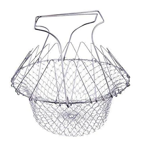 Foldable Stainless Steel Strainer Basket - H00300