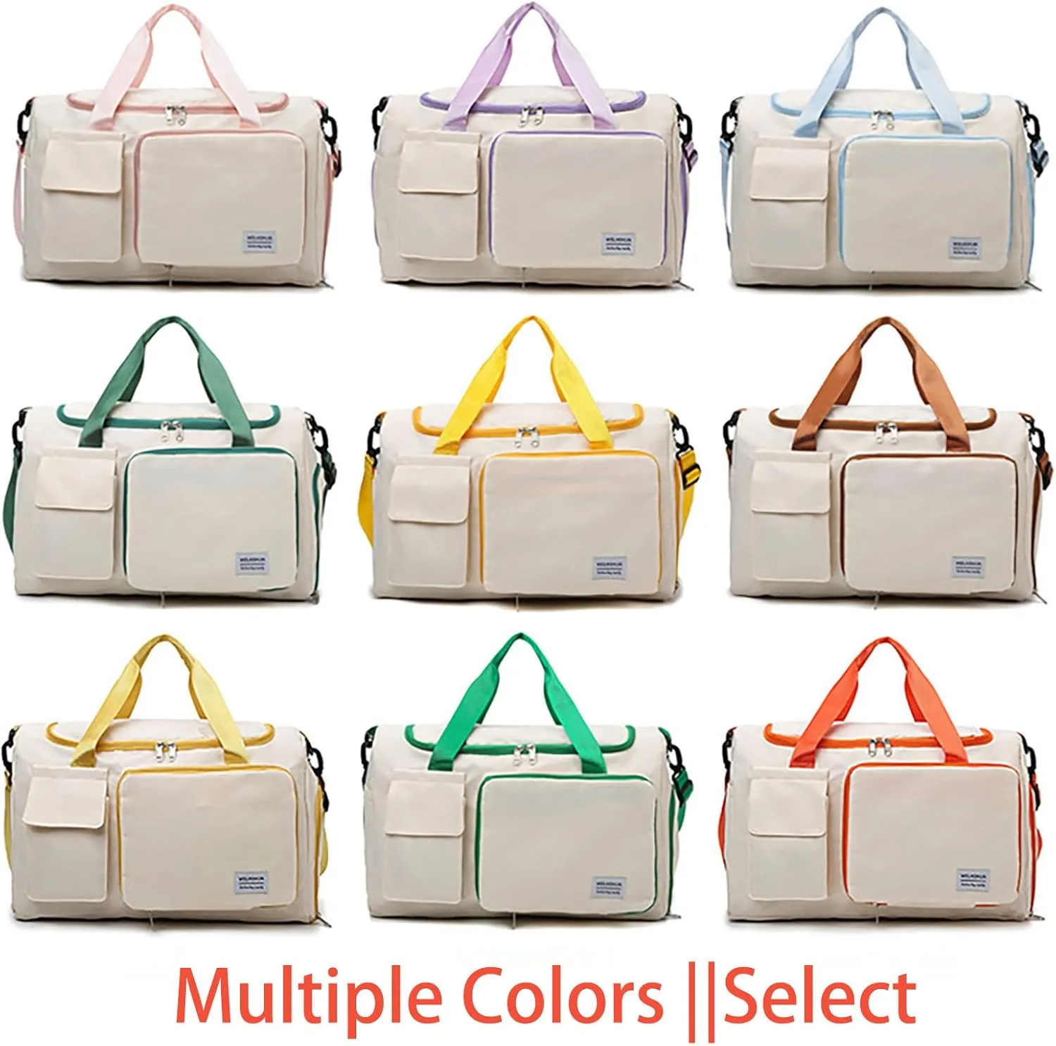 Foldable Tote Travel Duffel Bag Dry Wet Separation Sports Duffle Bag with Shoes Compartment Weekender Overnight Bag for Women (White Canary)
