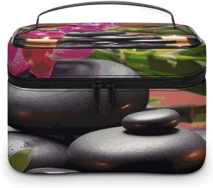 Foldable Travel Luggage Bag for Men And Women, Dry And Wet Separation Portable Travel Luggage Bag, Flowers in Fountain Massage Stones Printed Waterproof Sports Luggage Bag, Fitness Bag