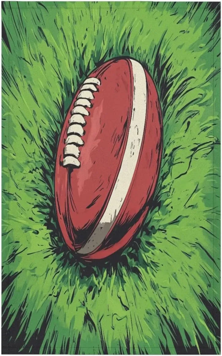 Football Rugby Kitchen Towels Set of 4 Green Grassland Dish Towels Bar Absorbent Cleaning Tea Towel for Home Dining Restaurants