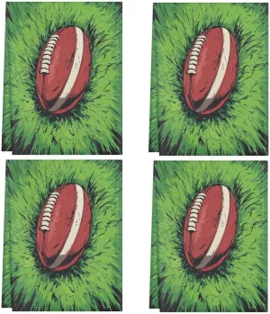 Football Rugby Kitchen Towels Set of 4 Green Grassland Dish Towels Bar Absorbent Cleaning Tea Towel for Home Dining Restaurants