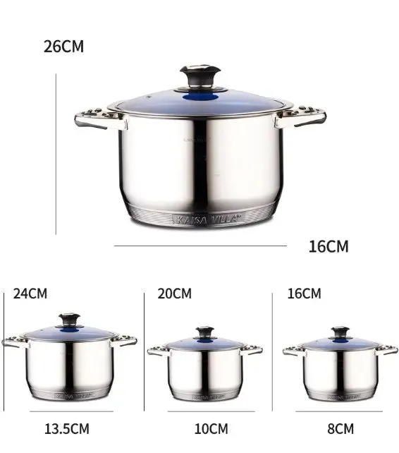 for Set with Pans Villa Markdown Clear Stainless 21-Piece Glass - and Lids Nonstick High-end Cookware Kaisa Steel Pots