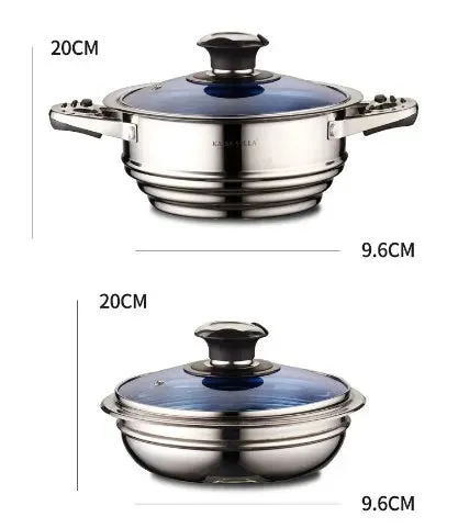 for Set with Pans Villa Markdown Clear Stainless 21-Piece Glass - and Lids Nonstick High-end Cookware Kaisa Steel Pots