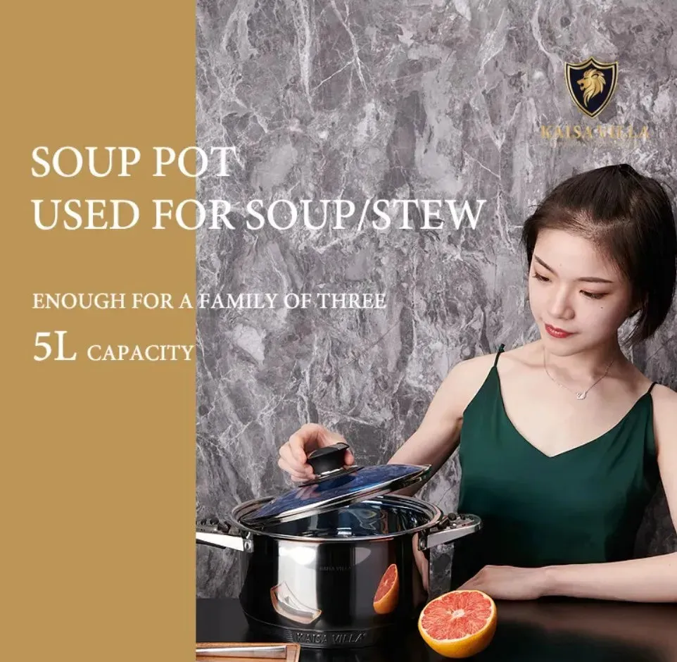 for Set with Pans Villa Markdown Clear Stainless 21-Piece Glass - and Lids Nonstick High-end Cookware Kaisa Steel Pots