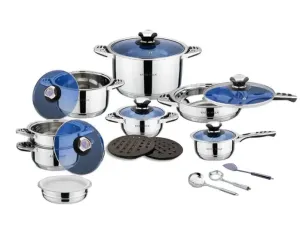 for Set with Pans Villa Markdown Clear Stainless 21-Piece Glass - and Lids Nonstick High-end Cookware Kaisa Steel Pots