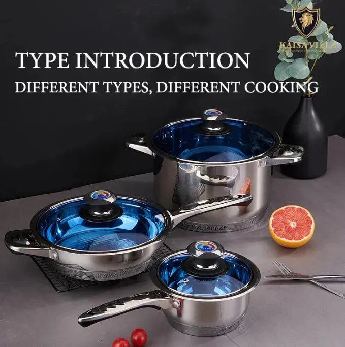for Set with Pans Villa Markdown Clear Stainless 21-Piece Glass - and Lids Nonstick High-end Cookware Kaisa Steel Pots