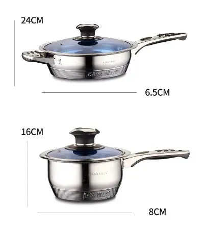for Set with Pans Villa Markdown Clear Stainless 21-Piece Glass - and Lids Nonstick High-end Cookware Kaisa Steel Pots