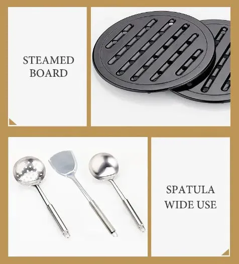 for Set with Pans Villa Markdown Clear Stainless 21-Piece Glass - and Lids Nonstick High-end Cookware Kaisa Steel Pots