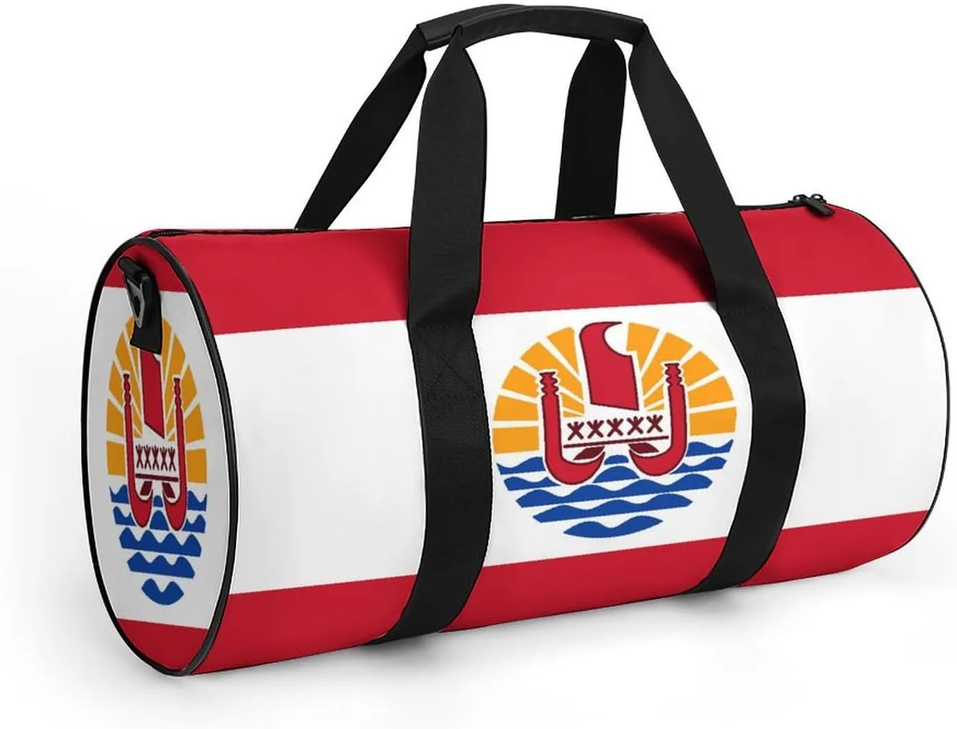 French Polynesia Flag Travel Gym Duffel Bag for Women Men Dry Wet Separation Carry On Weekender