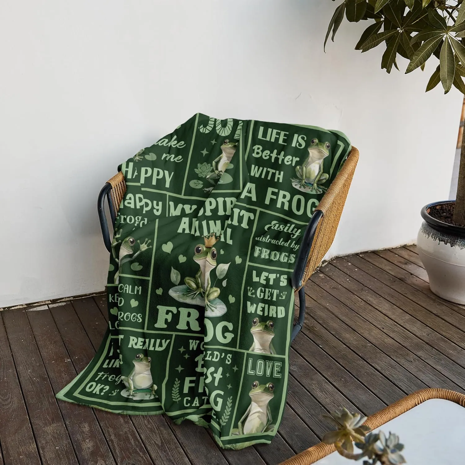 Frog Gifts, Frog Blanket 50" X 60", Frog Gifts for Women, Frog Themed Gifts, Frog Stuff, Funny Frog Gifts, Frog Birthday Decorations Throw