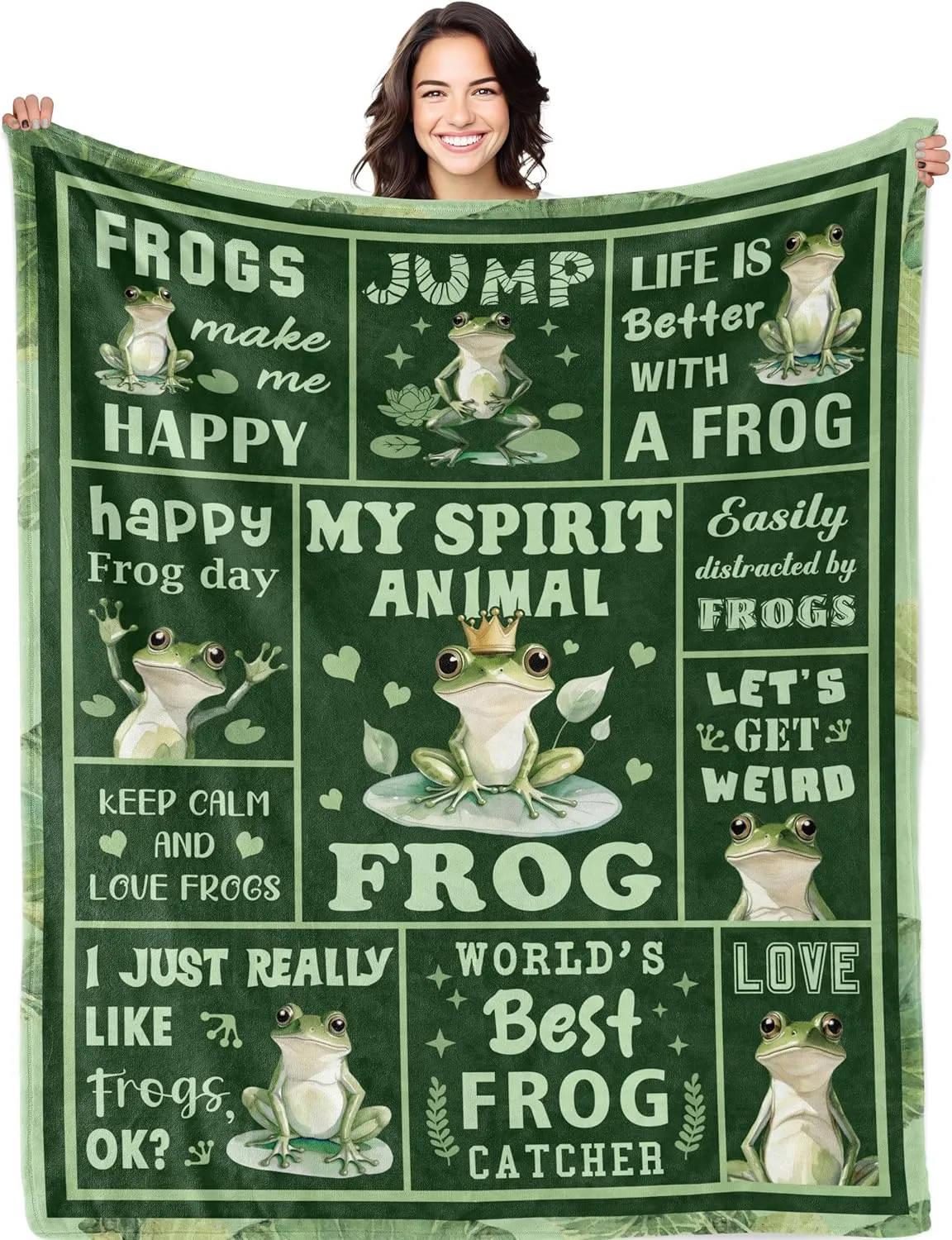 Frog Gifts, Frog Blanket 50" X 60", Frog Gifts for Women, Frog Themed Gifts, Frog Stuff, Funny Frog Gifts, Frog Birthday Decorations Throw