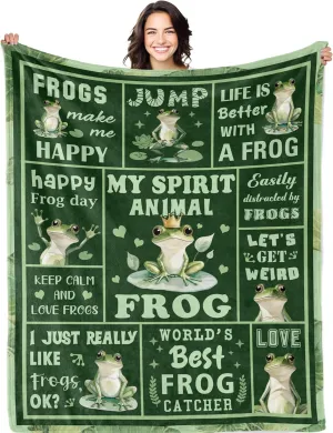 Frog Gifts, Frog Blanket 50" X 60", Frog Gifts for Women, Frog Themed Gifts, Frog Stuff, Funny Frog Gifts, Frog Birthday Decorations Throw