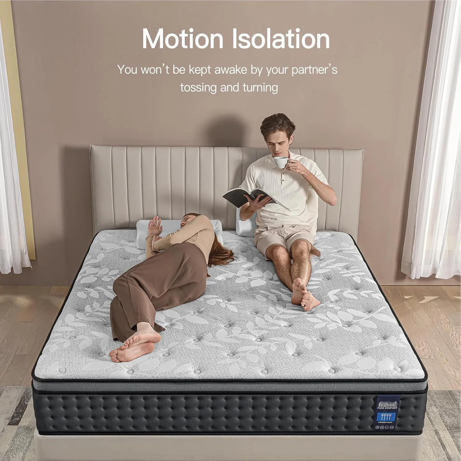 Full Mattress,12 Inch Hybrid Mattress with Gel Memory Foam, Individually Pocket Innerspring Top Mattresses,5 Coils Strong Edge Support, Used for Motion Isolation,100 Night Trial.