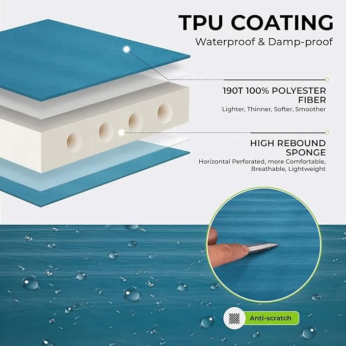 FUNDANGO Self Inflating Sleeping Pad, 4" Thick Camping Mattress with Pump Sack, 4-Season Sleeping Pad for Camping, 8.7 R-Value Insulated Camping Bed for Tent Car Truck Van, Double