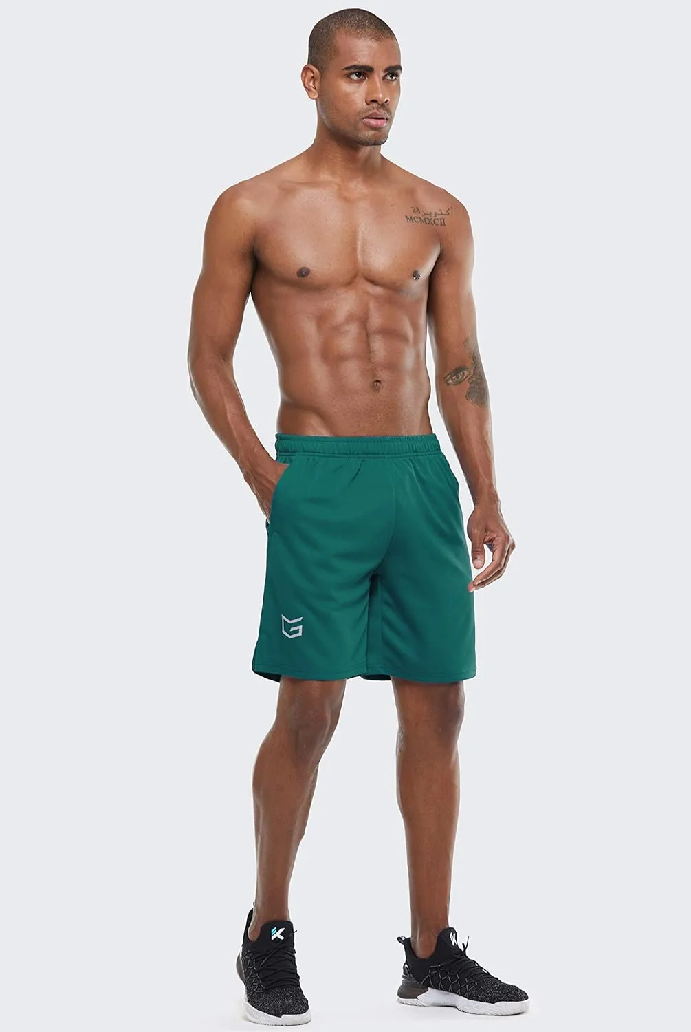 G Gradual Men's Workout Running Shorts Quick Dry Lightweight Gym Shorts with Zip Pockets