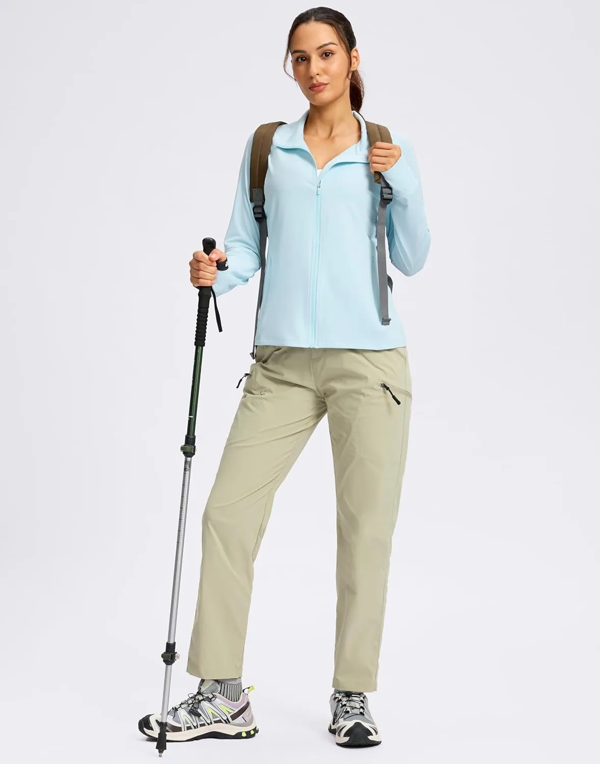 G Gradual Women's UPF 50  Lightweight Workout Jackets Sun Protection Zip Up 4 Pockets Long Sleeve Shirts Athletic Hiking