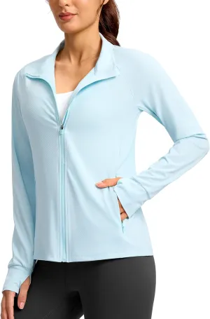 G Gradual Women's UPF 50  Lightweight Workout Jackets Sun Protection Zip Up 4 Pockets Long Sleeve Shirts Athletic Hiking