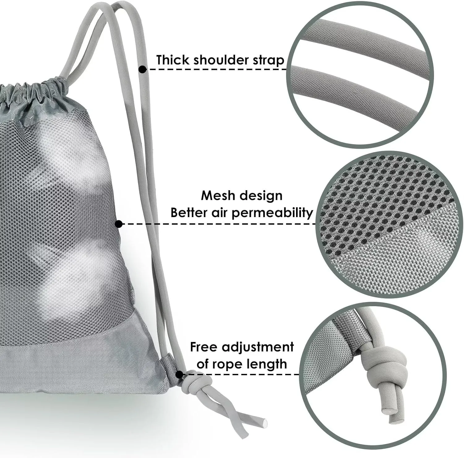 GAENMESH Drawstring Backpack Bag for Sports Lightweight Foldable Gym Bag with Sturdy Draw Cord Shoulder Strap Hiking Travel Camping