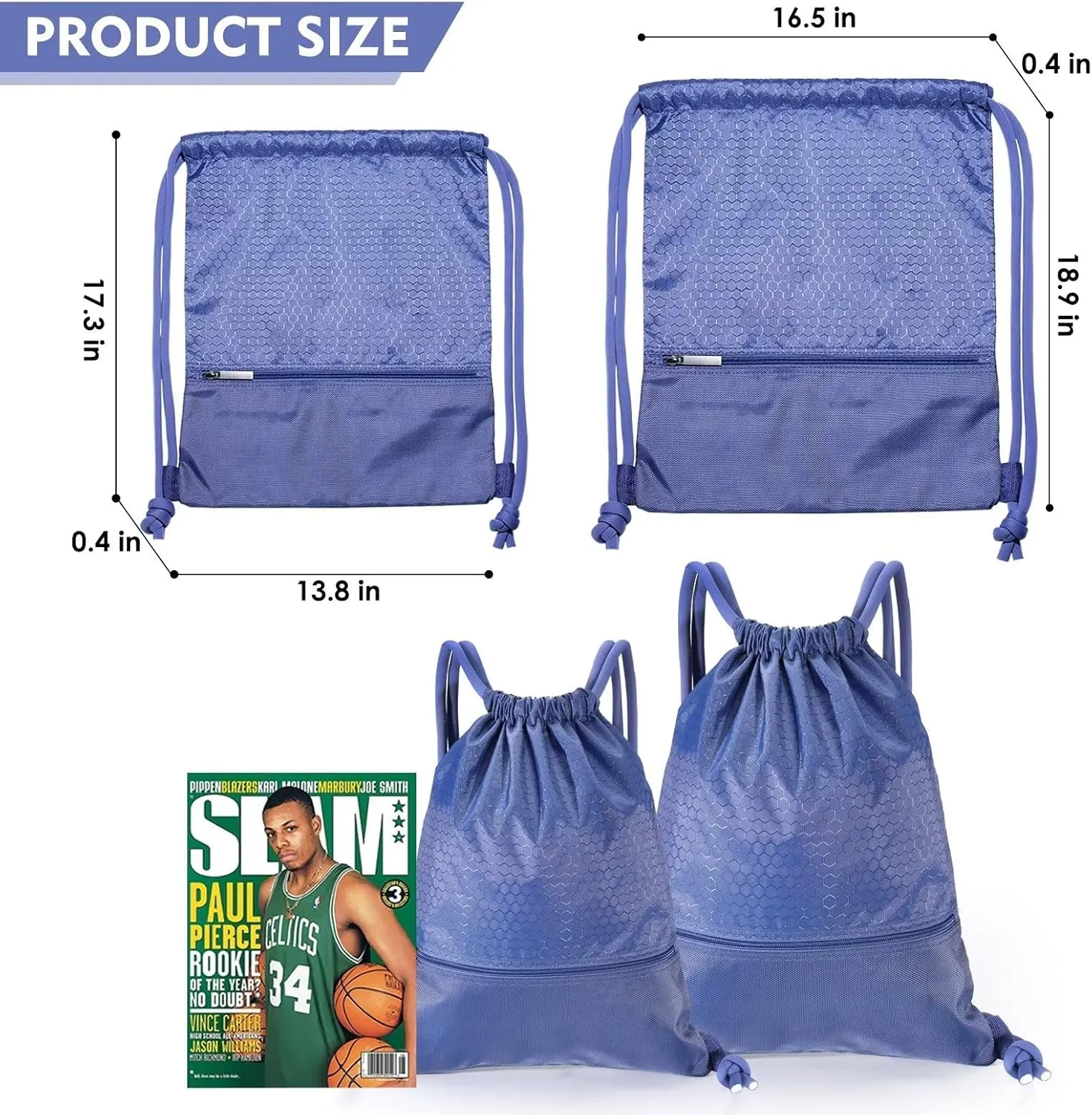 GAENMESH Drawstring Backpack Bag for Sports Lightweight Foldable Gym Bag with Sturdy Draw Cord Shoulder Strap Hiking Travel Camping