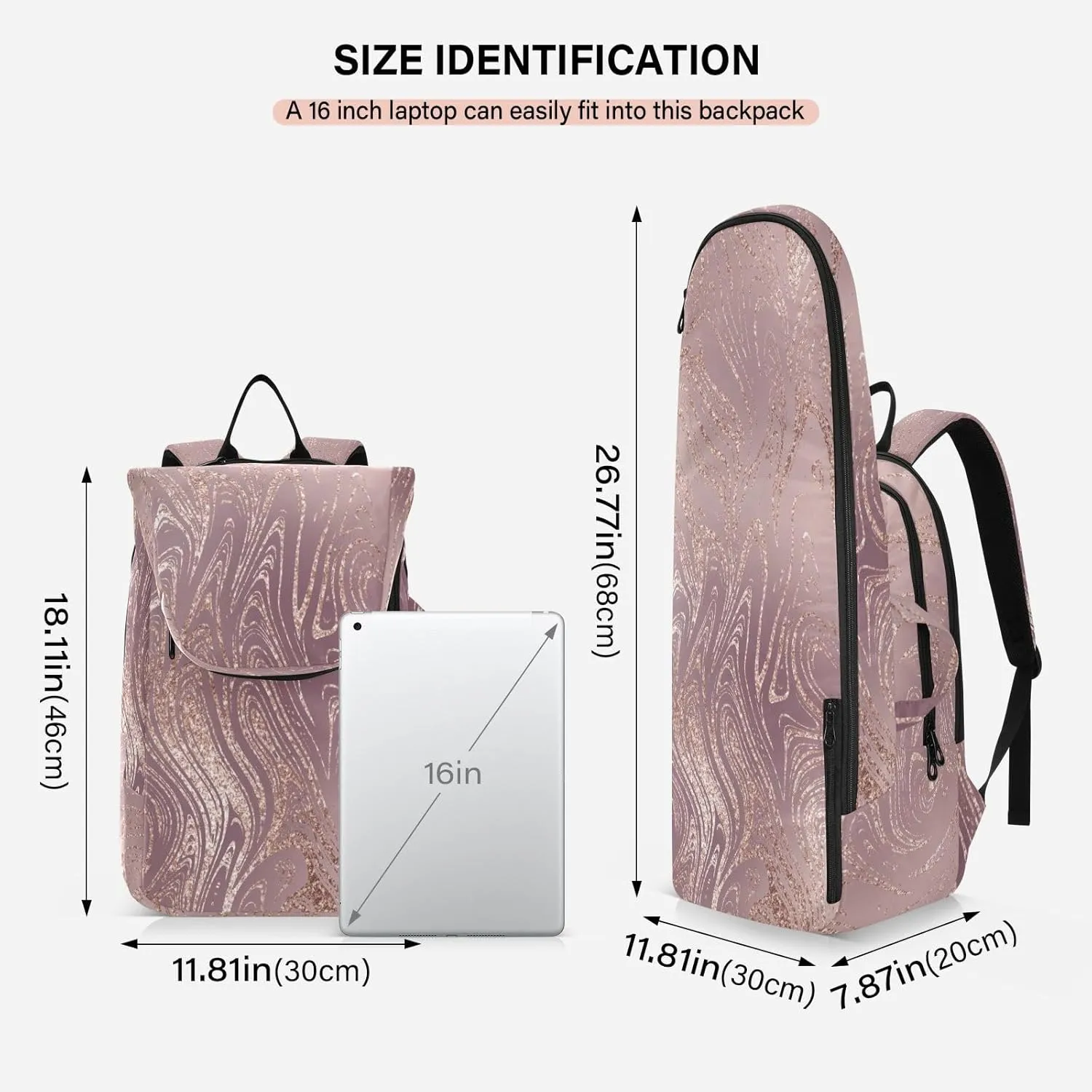 GAIGEO Pink Green Gradient Pickleball Bag, Large Space Pickleball Bags for Women, Durable Polyester, Printing Design