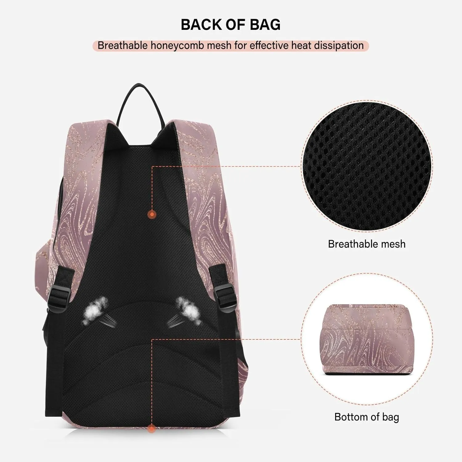 GAIGEO Pink Green Gradient Pickleball Bag, Large Space Pickleball Bags for Women, Durable Polyester, Printing Design