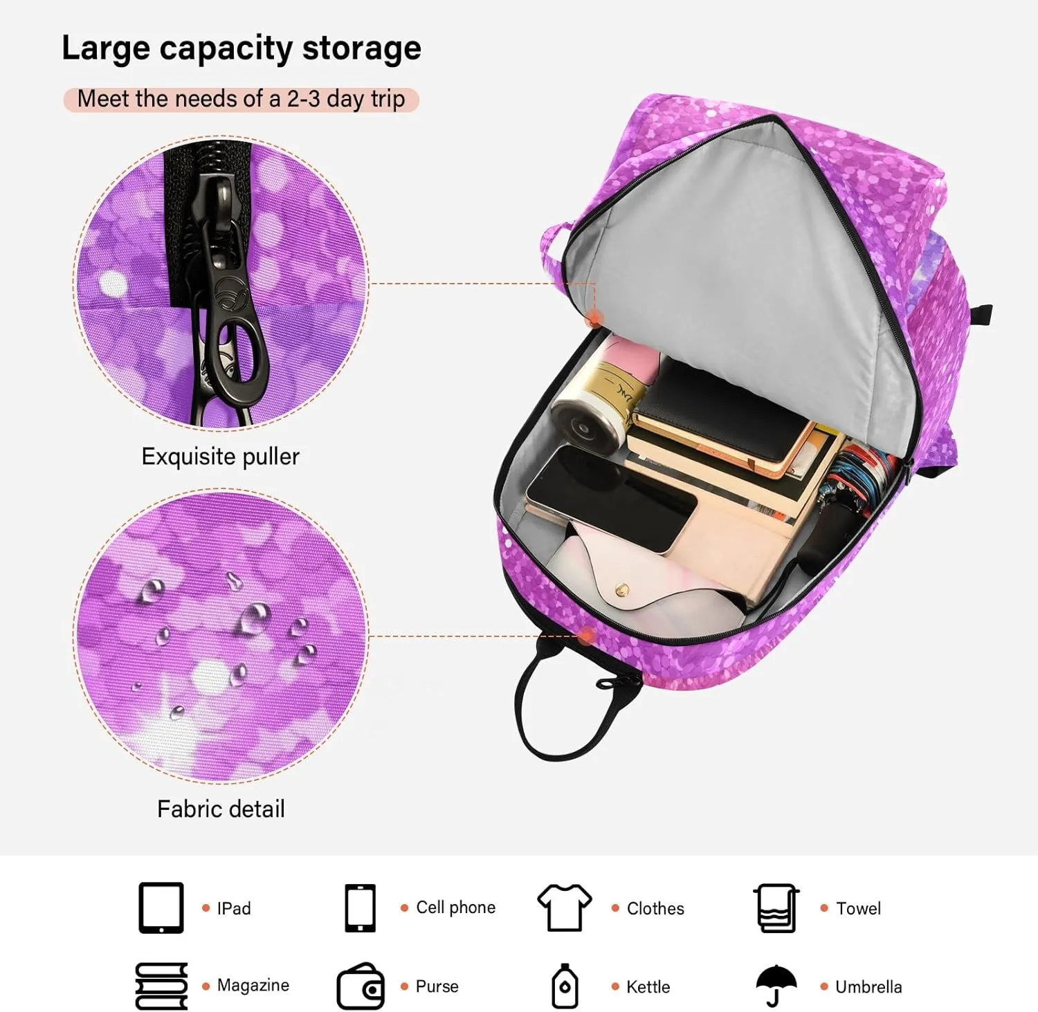 GAIGEO Racket Bag, Multiple Storage Compartments, Foldable Racket Pocket