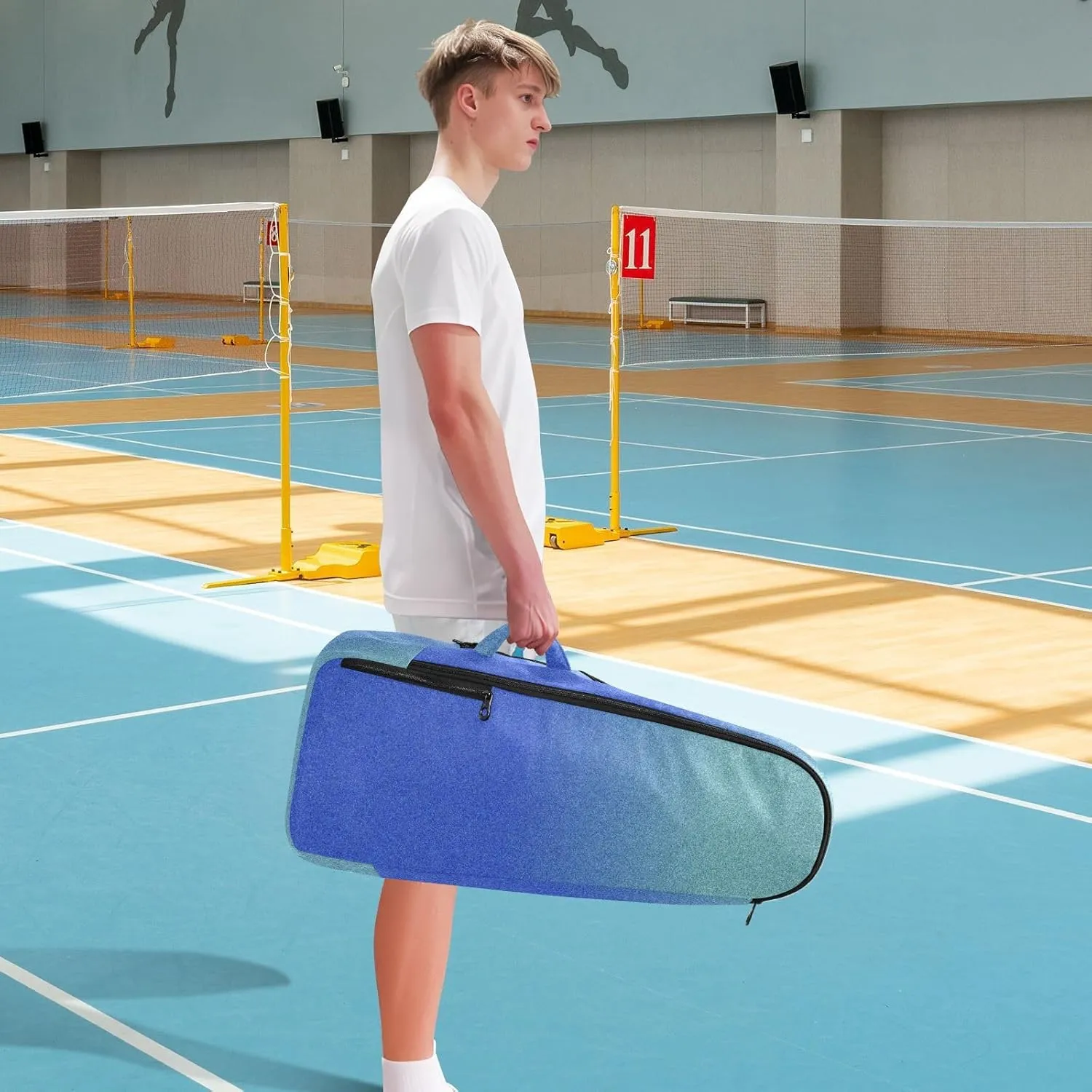 GAIGEO Teal Turquoise Glitter Sparkle Racket Bag, Multilayer Design Pickle Ball Bag, Sports and Daily Use