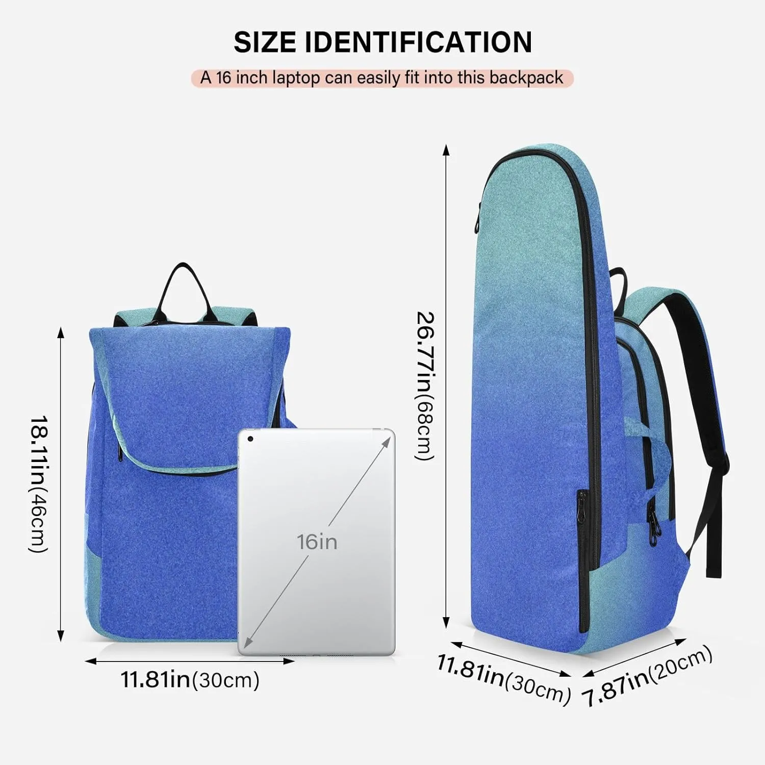 GAIGEO Teal Turquoise Glitter Sparkle Racket Bag, Multilayer Design Pickle Ball Bag, Sports and Daily Use