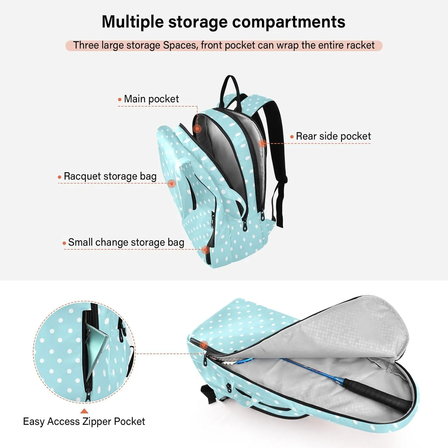 GAIGEO Yellow Amethyst Gradient Ombre Racket Bag, Multilayer Design Tennis Ball Bag, Sports and Daily Use