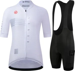GCRFL Women's Cycling Jersey Sets Road Bike Jersey Riding Shirts Highly Breathable, Bib Shorts with Pockets and 4D Padded