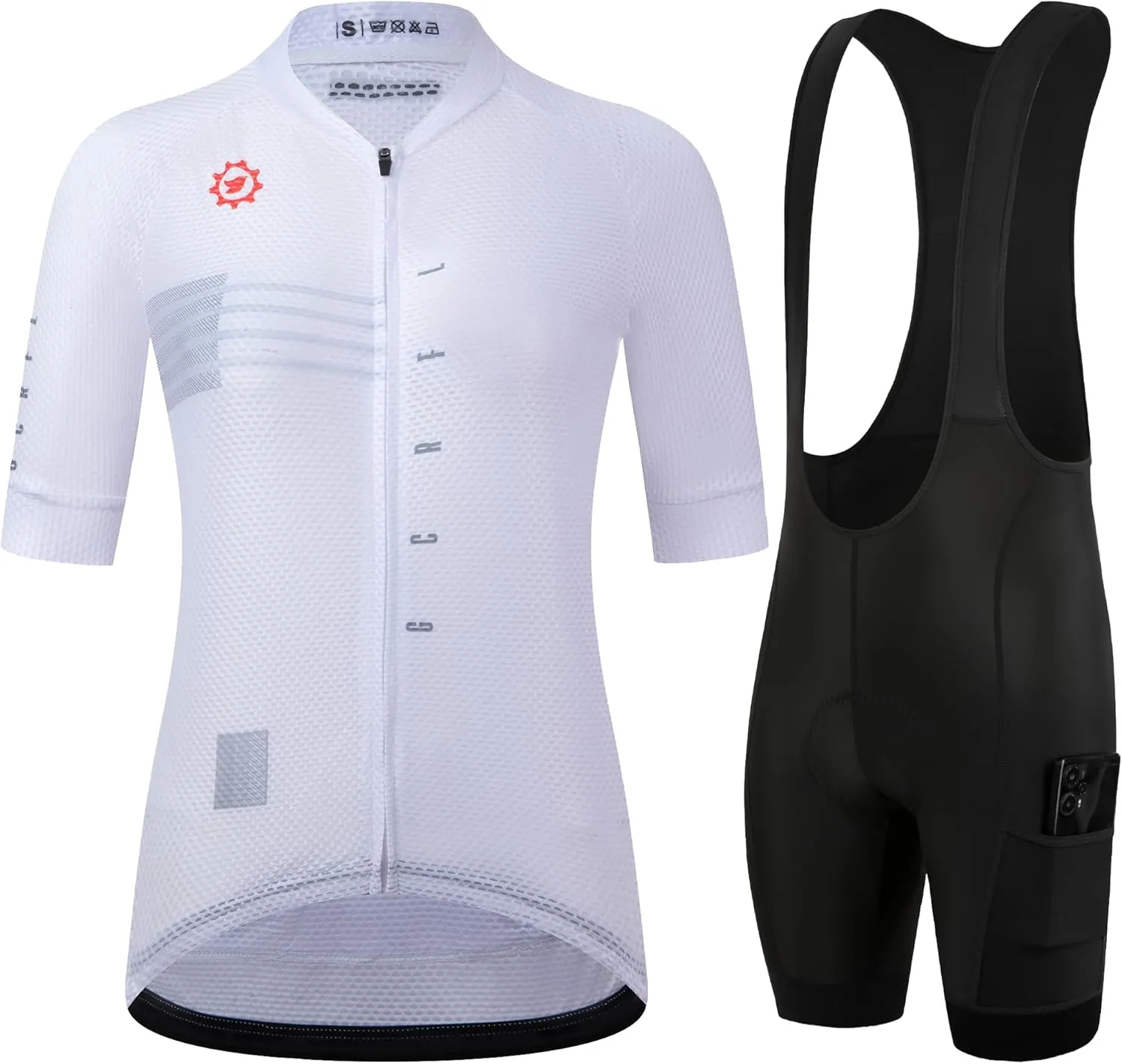 GCRFL Women's Cycling Jersey Sets Road Bike Jersey Riding Shirts Highly Breathable, Bib Shorts with Pockets and 4D Padded