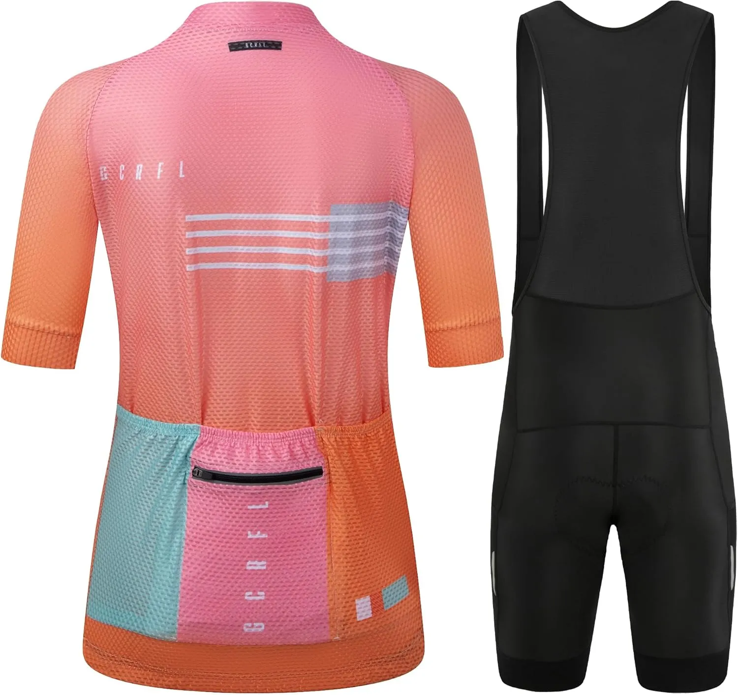 GCRFL Women's Cycling Jersey Sets Road Bike Jersey Riding Shirts Highly Breathable, Bib Shorts with Pockets and 4D Padded