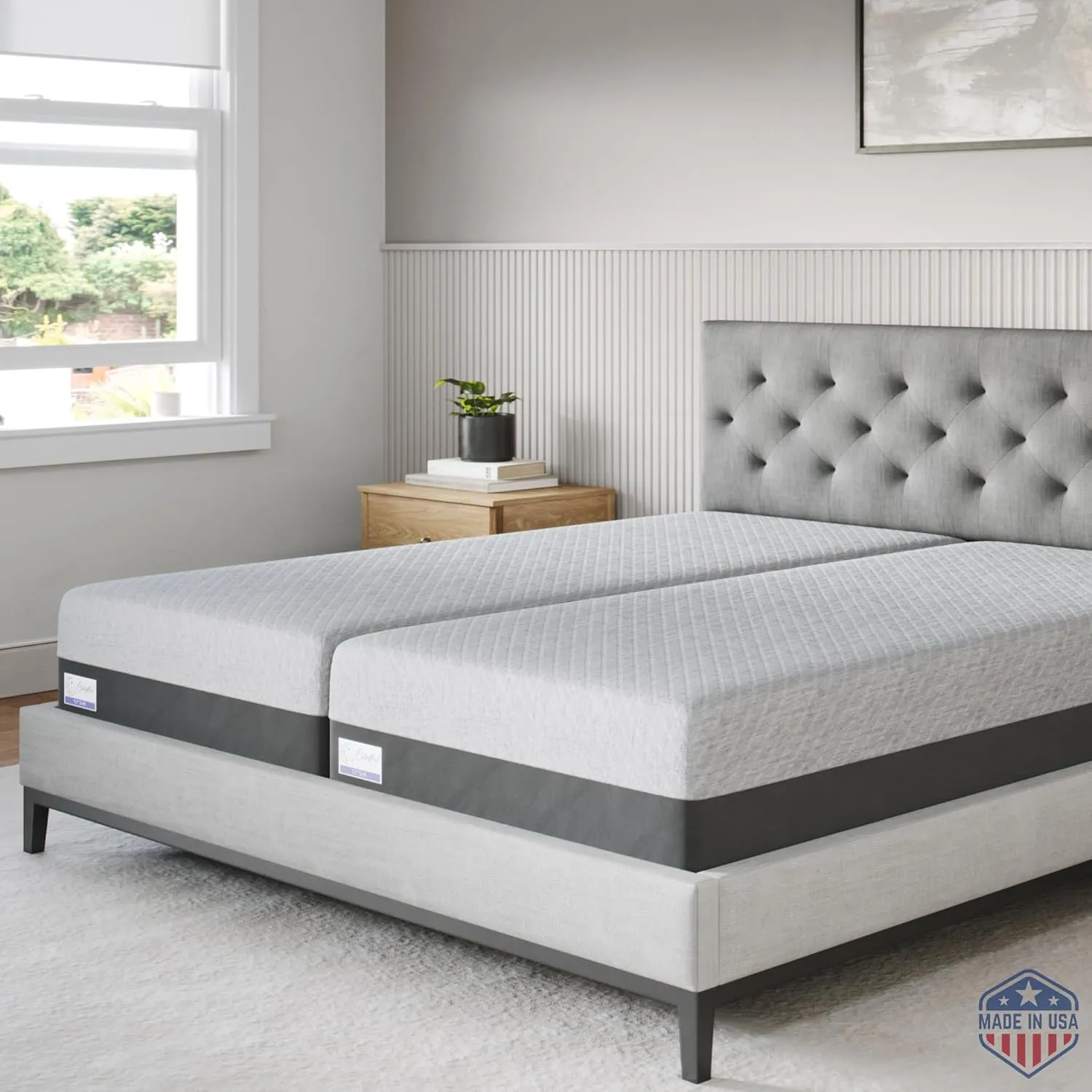 Gel Memory Foam Mattress in a Box, Made in The USA, CertiPUR-US Bed, 12 inch Soft - Split King