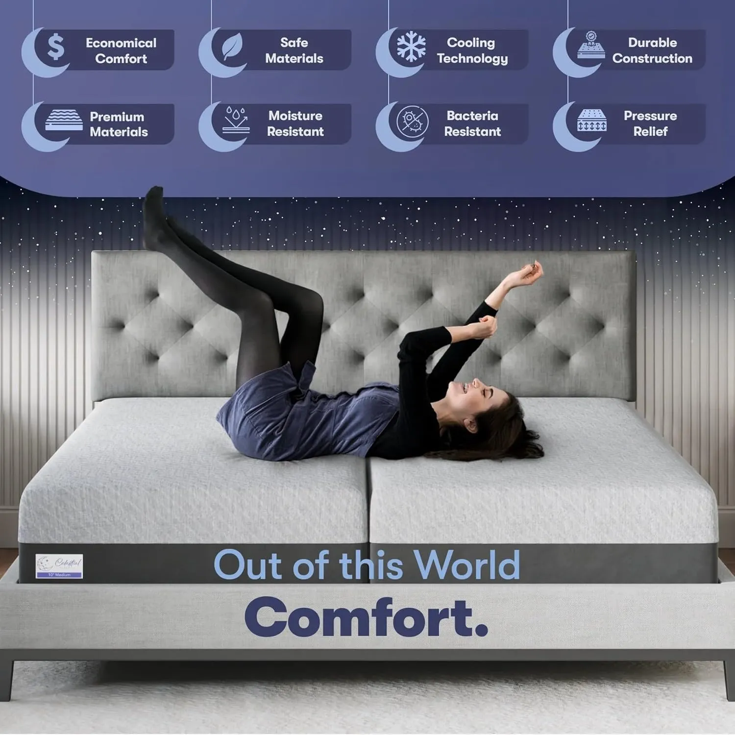 Gel Memory Foam Mattress in a Box, Made in The USA, CertiPUR-US Bed, 12 inch Soft - Split King