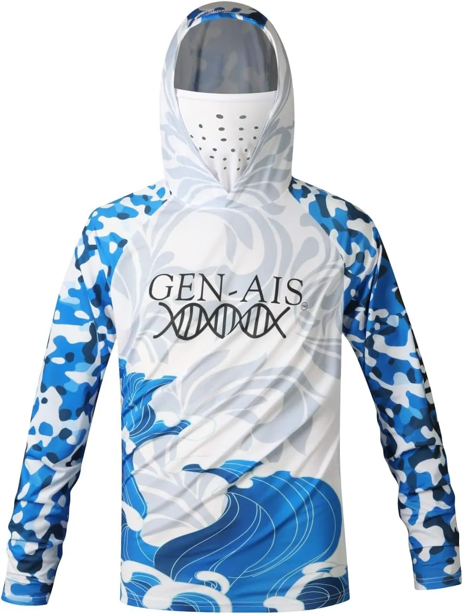 GEN-AIS GEAR Premium Fishing Hoodie Shirt with Face Mask - Ultra-Lightweight, Breathable, and Quick-Dry