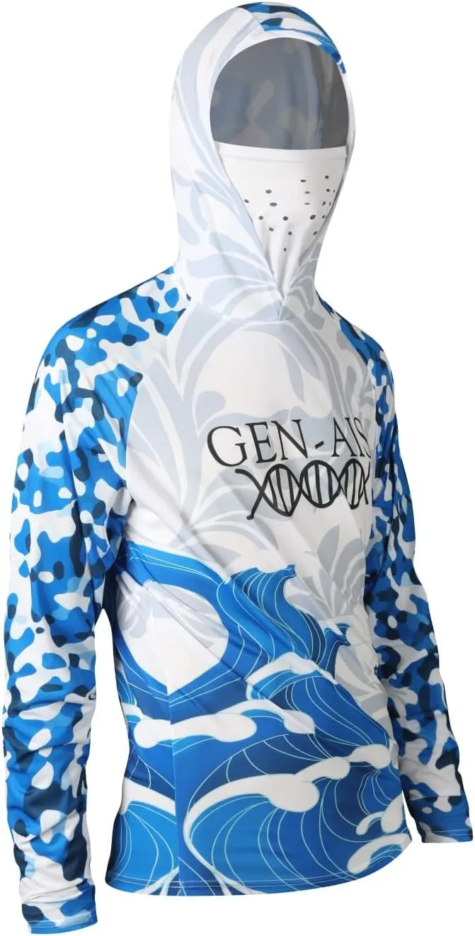 GEN-AIS GEAR Premium Fishing Hoodie Shirt with Face Mask - Ultra-Lightweight, Breathable, and Quick-Dry