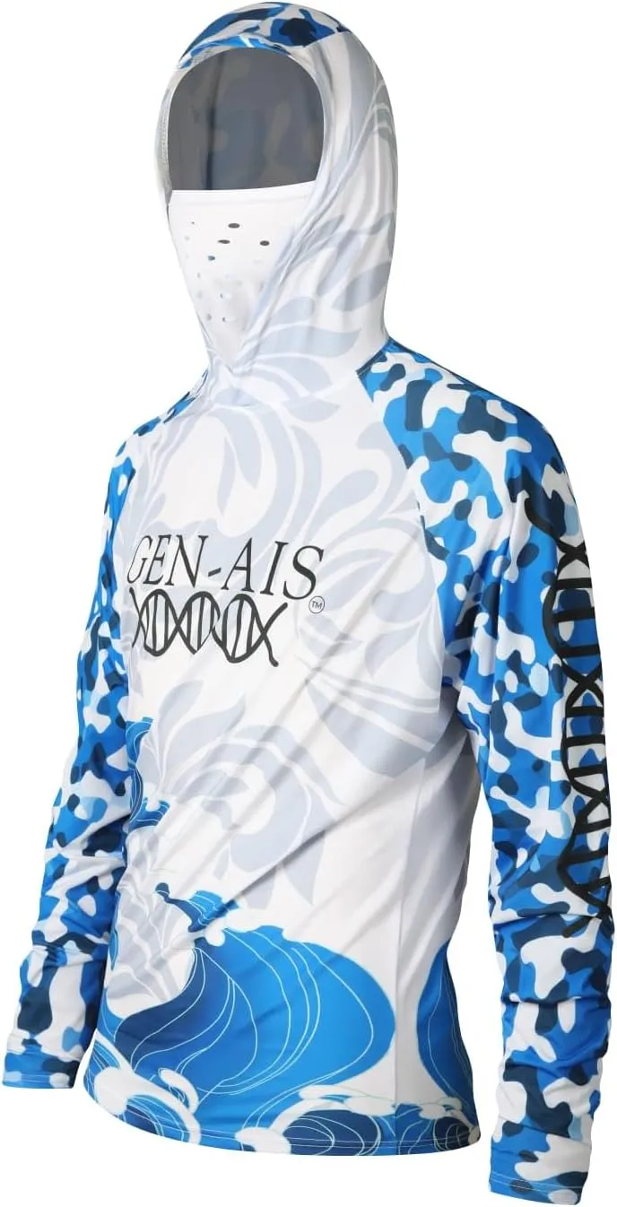 GEN-AIS GEAR Premium Fishing Hoodie Shirt with Face Mask - Ultra-Lightweight, Breathable, and Quick-Dry