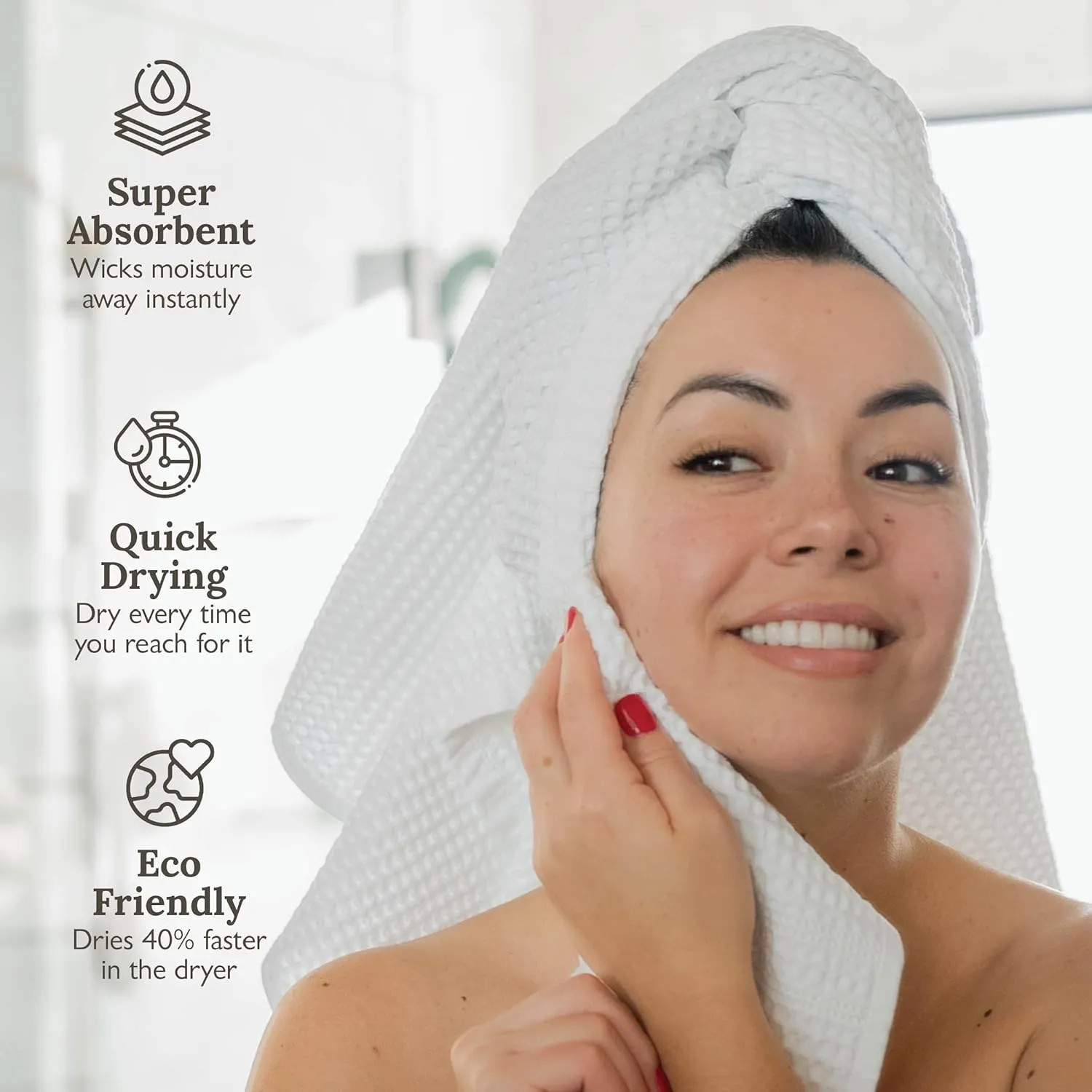 GILDEN TREE Waffle Towels for Bathroom, 100% Cotton Quick Dry Towel, Waffle Bath Towels Large, Absorbent Lightweight Travel Towel, Bath Towels Set of 2, Classic Style (Pewter)