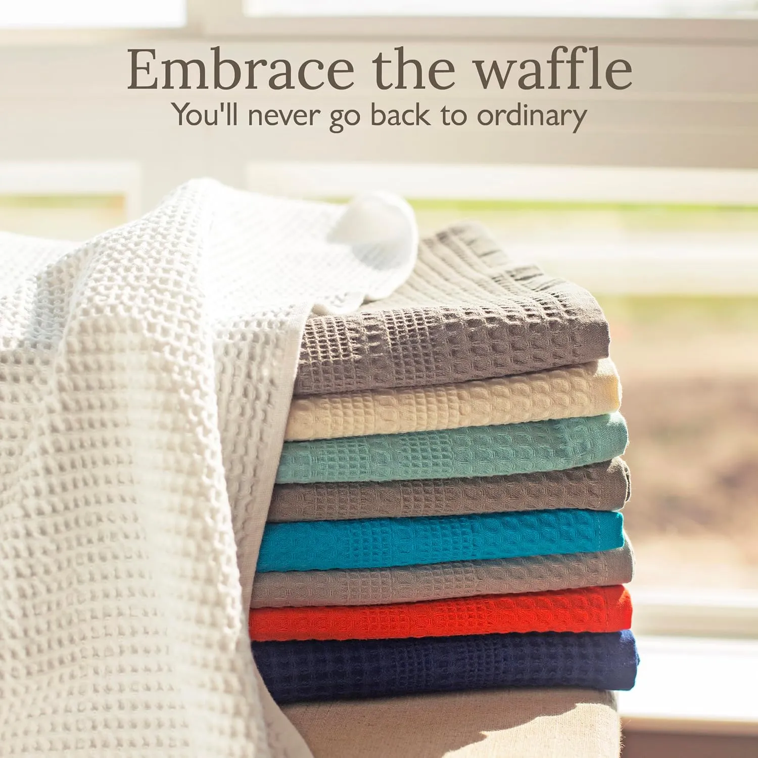 GILDEN TREE Waffle Towels for Bathroom, 100% Cotton Quick Dry Towel, Waffle Bath Towels Large, Absorbent Lightweight Travel Towel, Bath Towels Set of 2, Classic Style (Pewter)